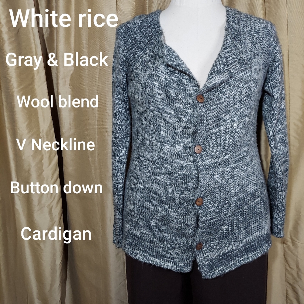 White rice wool blend cardigan size XL